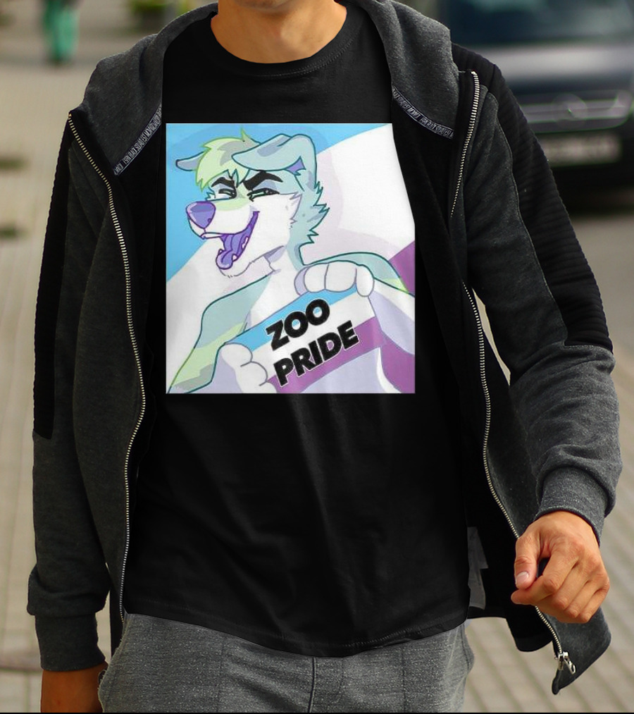 Zoo Pride Furry Character Holding Flag T-Shirt