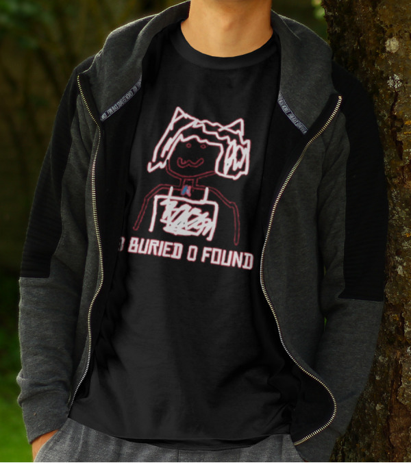 8 Buried 0 Found Doodle Outline Character T-Shirt