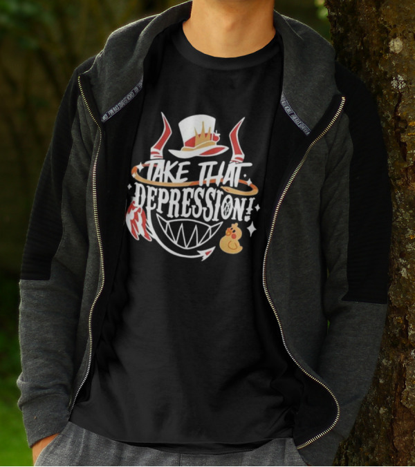 Hazbin Hotel Take That Depression Red Horns And White Hat Duck Wings T-Shirt