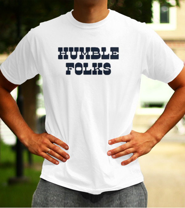 Humble Folks Sandstone Retro Style Navy Text T-Shirt