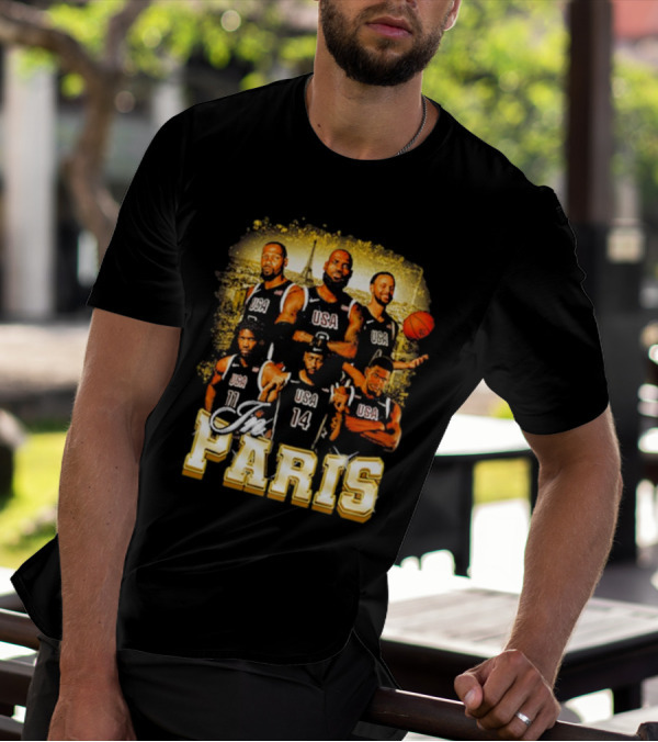 USA Basketball Players In Paris Eiffel Tower T-Shirt