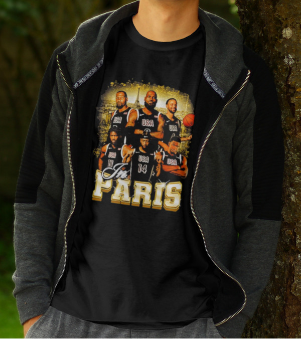 USA Basketball Players In Paris Eiffel Tower T-Shirt