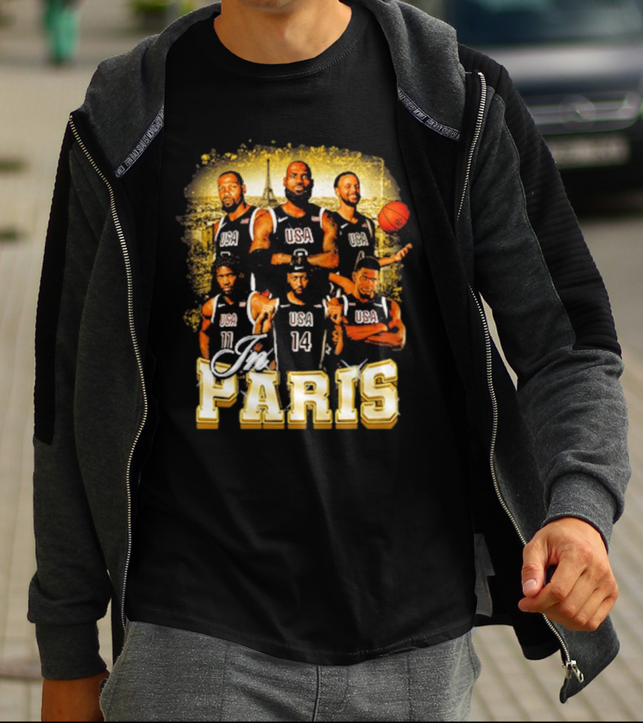 USA Basketball Players In Paris Eiffel Tower T-Shirt