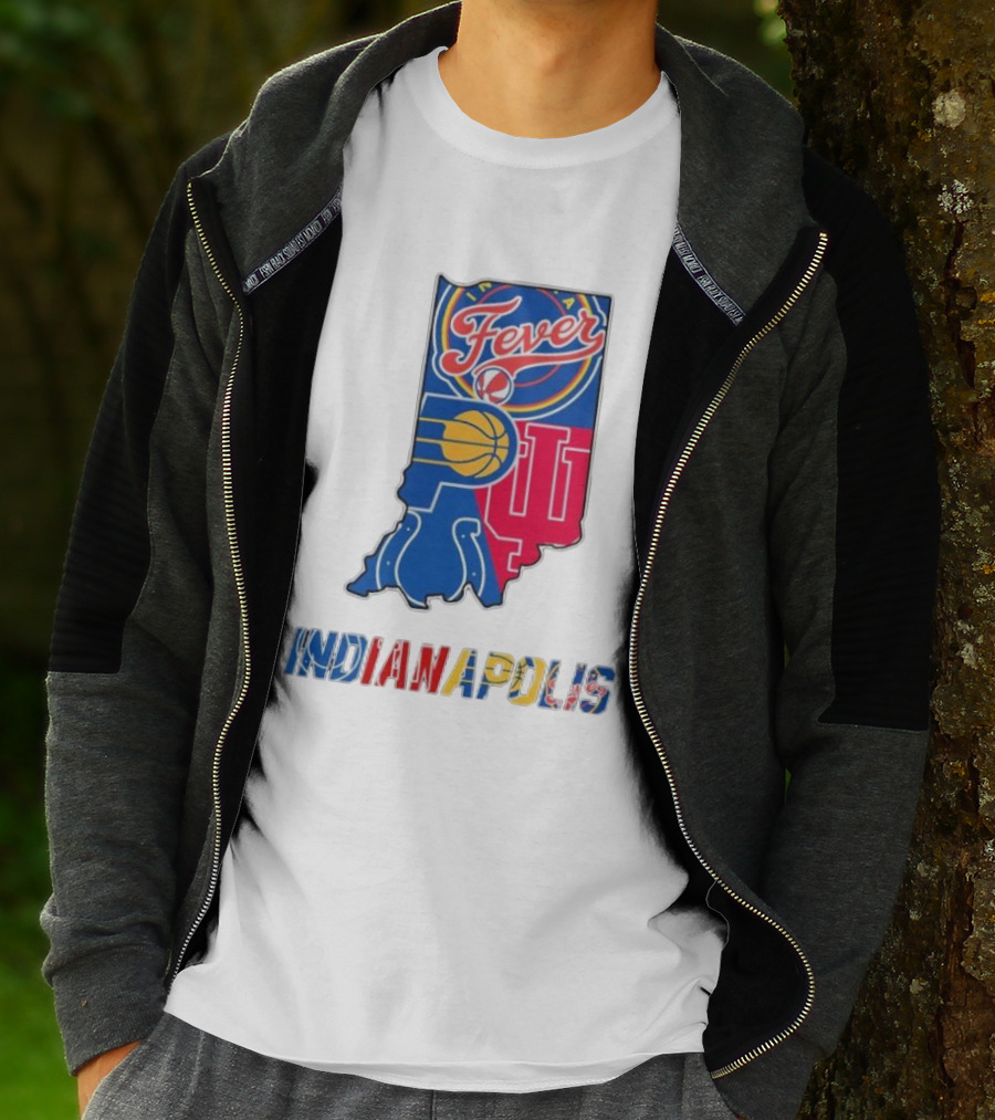 Indianapolis Fever Pacers IU Colts Map T-Shirt
