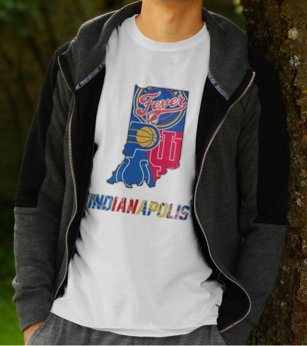 Indianapolis Fever Pacers IU Colts Map T-Shirt