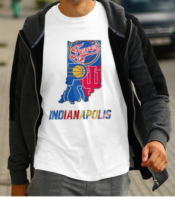 Indianapolis Fever Pacers IU Colts Map T-Shirt