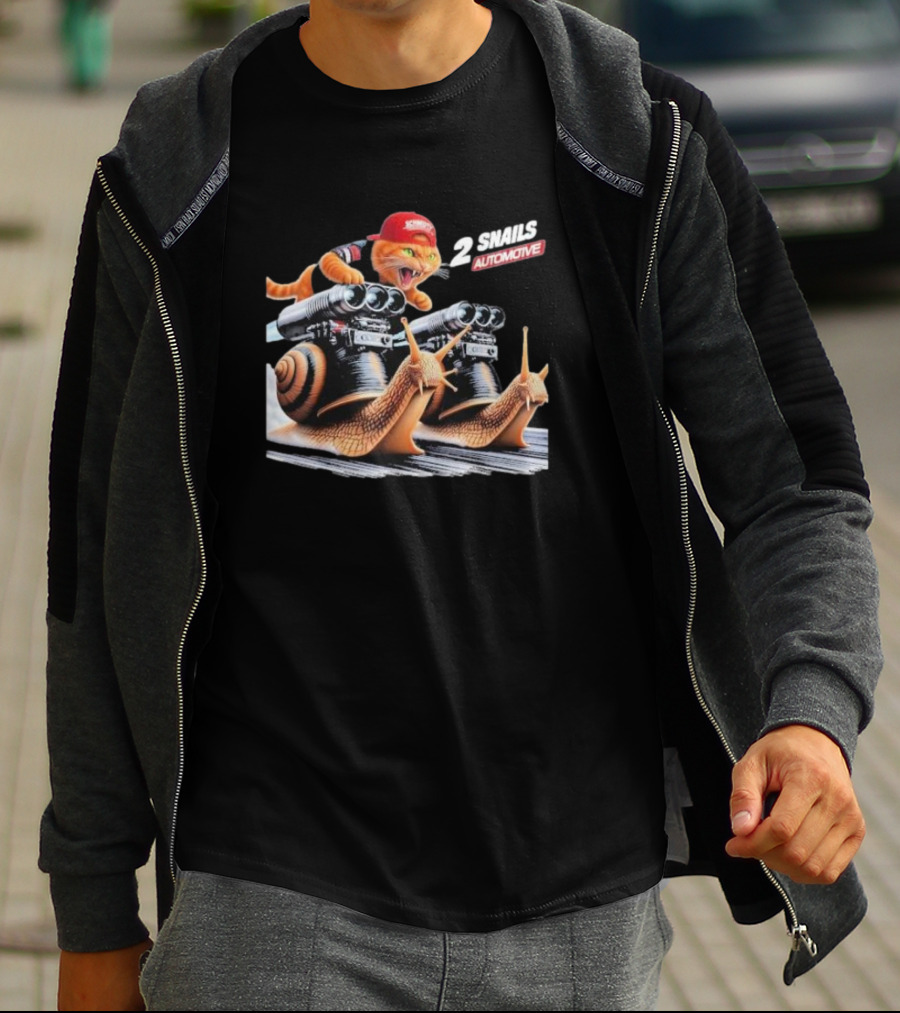 2 Snails Automotive Schmidty Tuning Racing Cat T-Shirt
