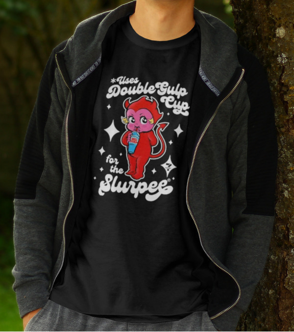 Uses Double Gulp Cup For The Slurpee Devil 7-Eleven T-Shirt
