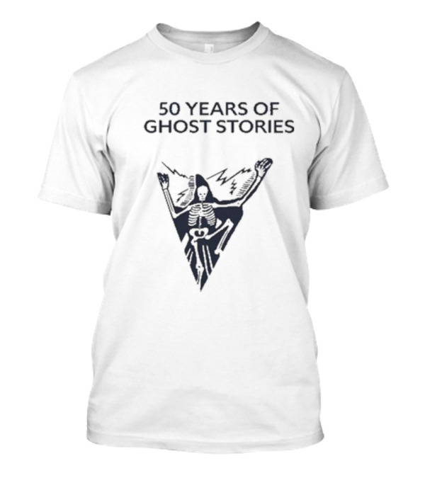 50 Years Of Ghost Stories Skeleton Holding Lightning T-Shirt