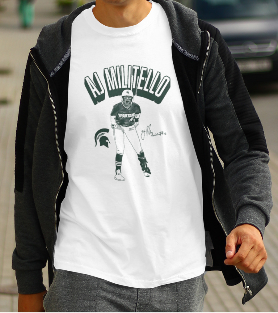 AJ Militello Spartans Michigan State Football Signature T-Shirt
