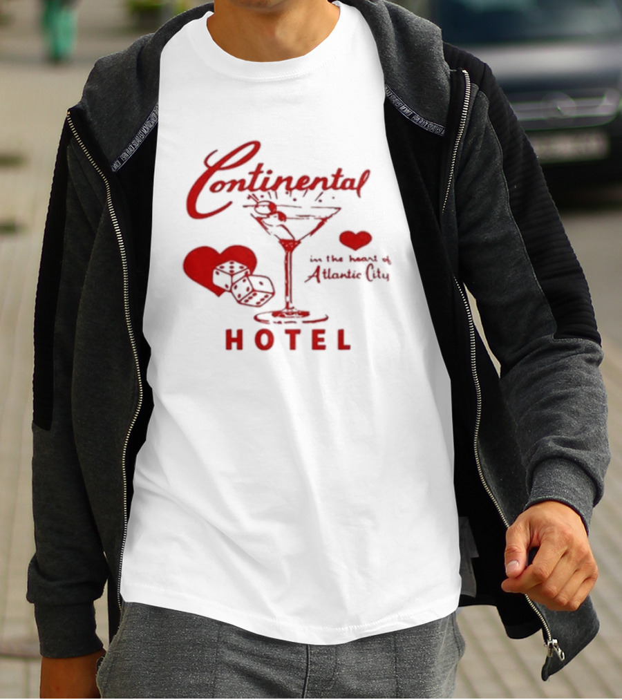 Continental Hotel In The Heart Of Atlantic City With Hearts And Martini Glass T-Shirt