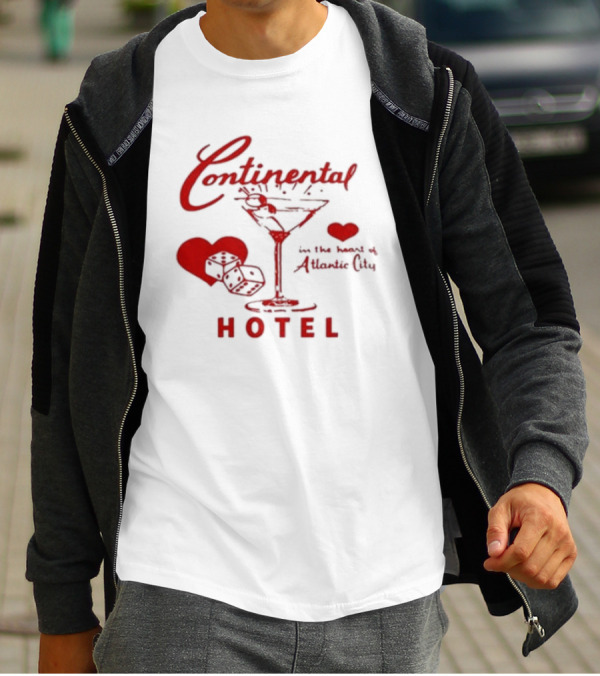 Continental Hotel In The Heart Of Atlantic City With Hearts And Martini Glass T-Shirt