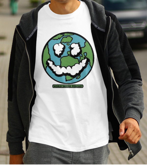 Andy Frasco Crowd Surf World Saving Podcast Earth Smiley T-Shirt