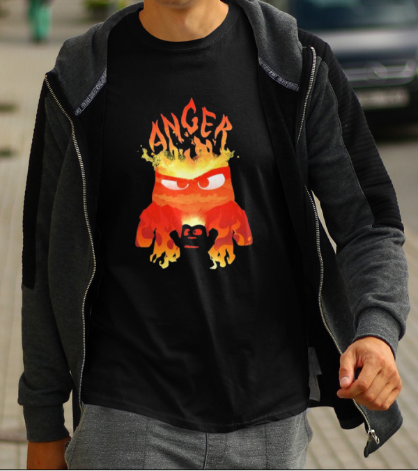 Anger Fire Inside Out Movie Character With Flaming T-Shirt