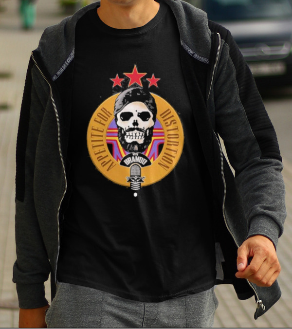 Appetite For Distortion Podcast Brando Skull And Microphone T-Shirt
