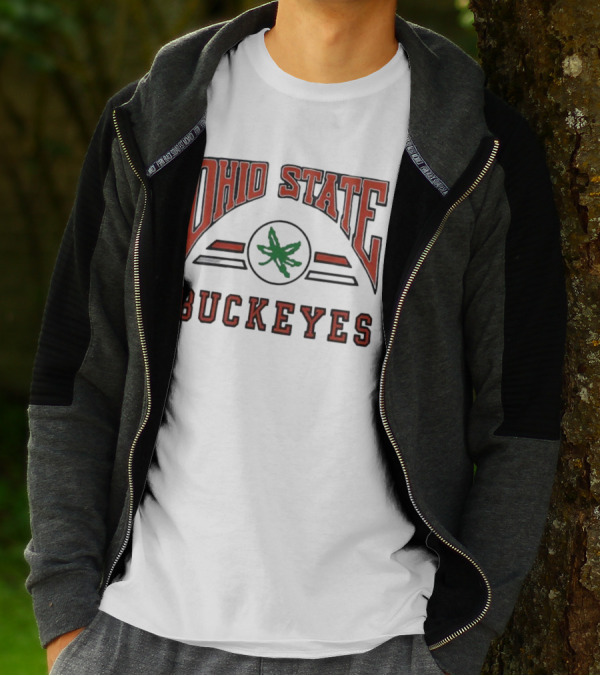 Ohio State Buckeyes Arch With Green Leaf T-Shirt