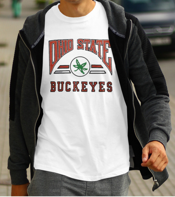 Ohio State Buckeyes Arch With Green Leaf T-Shirt