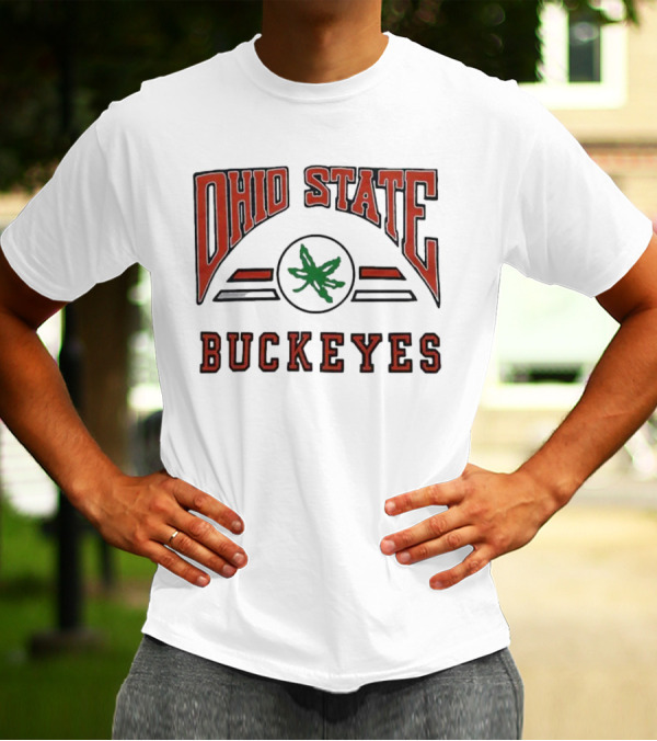 Ohio State Buckeyes Arch With Green Leaf T-Shirt