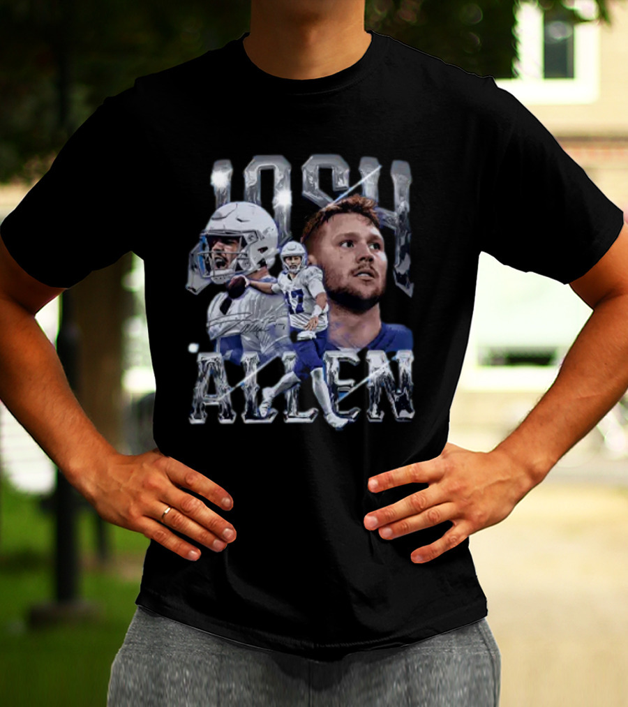 Josh Allen Action Portrait Buffalo Bills Quarterback T-Shirt