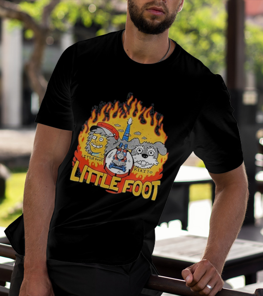 Littlefoot Kirito Littlefoot Kirito Littlefoot Flame Border Cartoon Faces T-Shirt