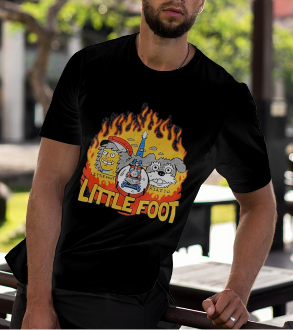 Littlefoot Kirito Littlefoot Kirito Littlefoot Flame Border Cartoon Faces T-Shirt
