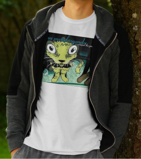 Nu Metal Agenda Around The Purr Feline Illustration With Swirling Colors And Bold Letters T-Shirt