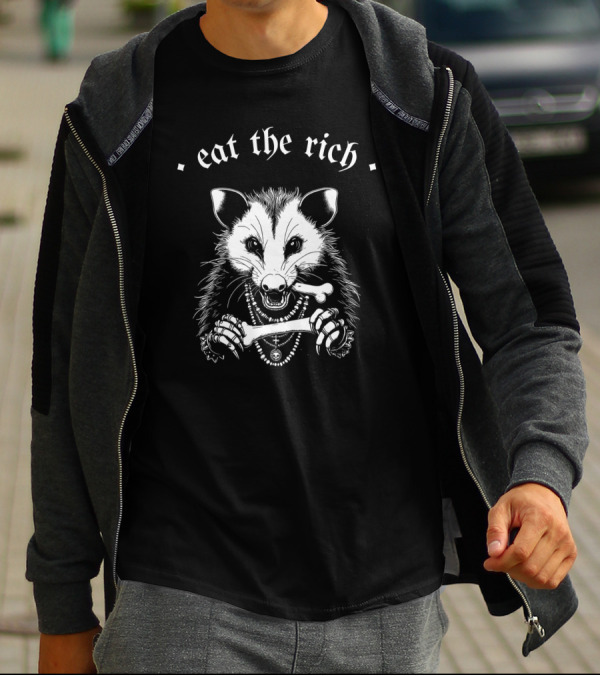 Punk With A Camera Eat The Rich Possum Anti-Fascist Merch T-Shirt