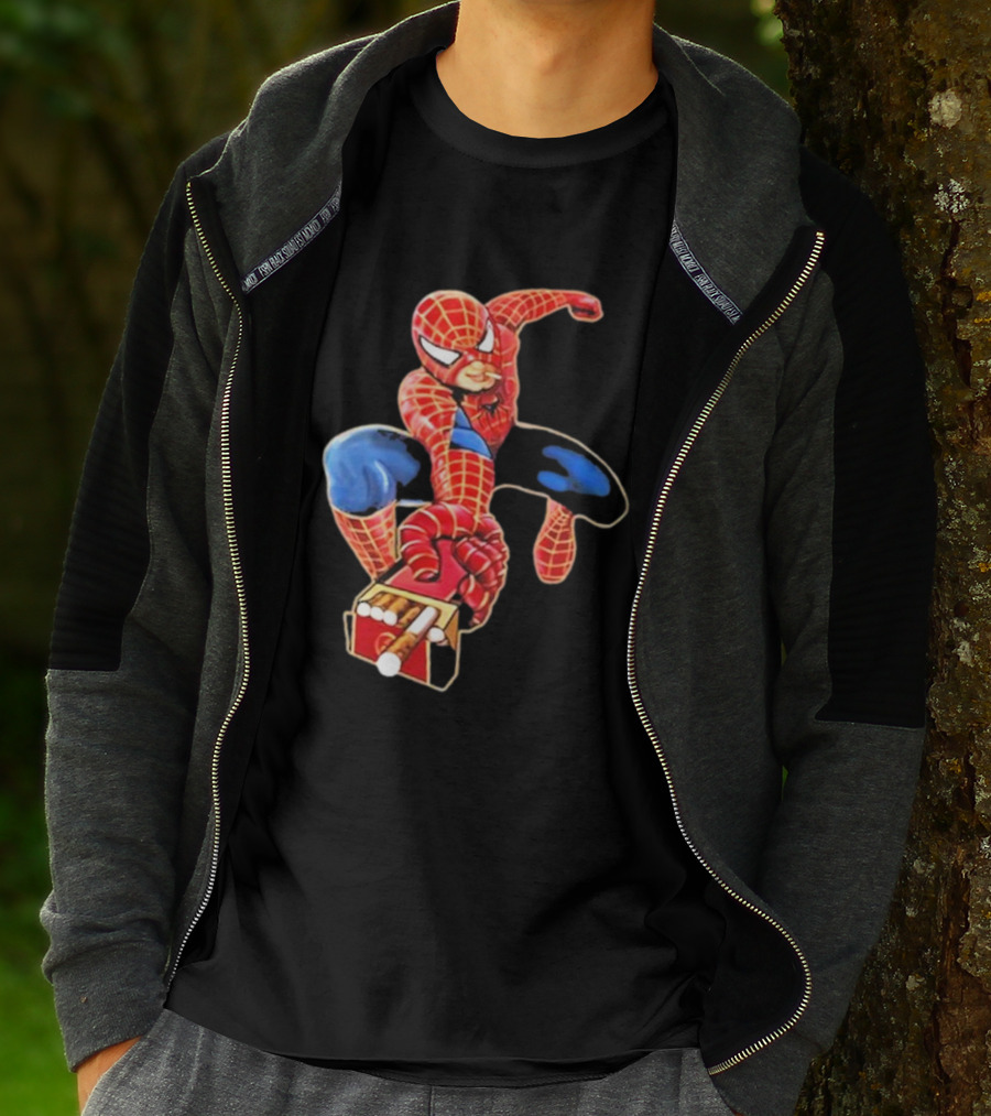 Shithead Steve Superman Smoker Man Spider-Man Cigarette Box Swing T-Shirt