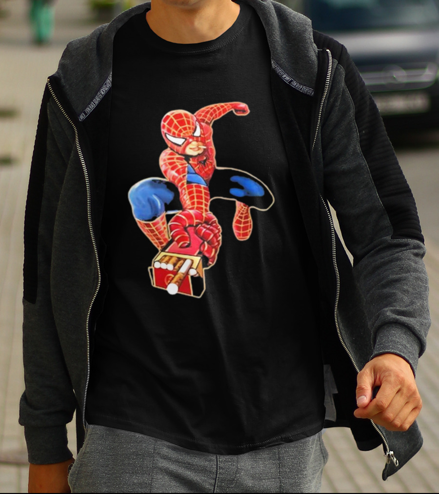 Shithead Steve Superman Smoker Man Spider-Man Cigarette Box Swing T-Shirt