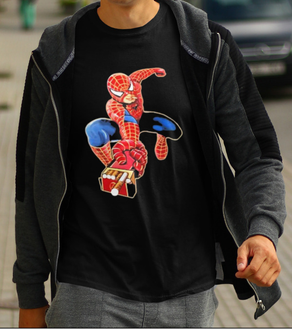 Shithead Steve Superman Smoker Man Spider-Man Cigarette Box Swing T-Shirt