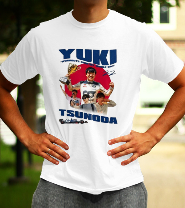 Yuki Tsunoda Victory Celebration With Racing Imagery And Text 'Run My Whole Day 22' T-Shirt