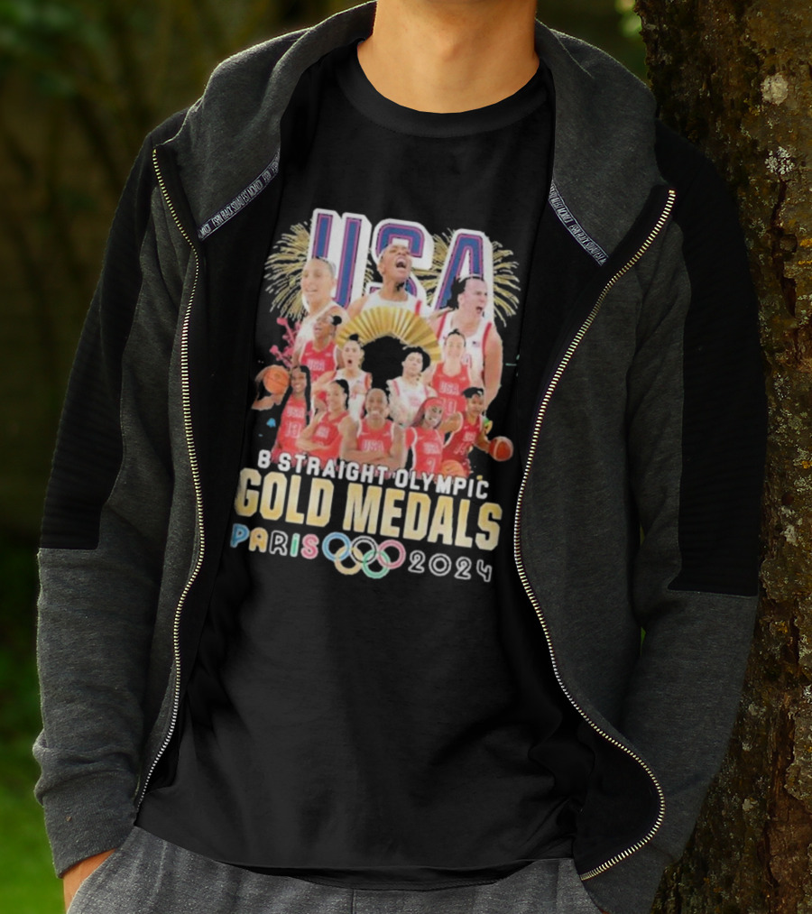 USA Basketball Women Team 8 Straight Olympic Gold Medals Paris T-Shirt