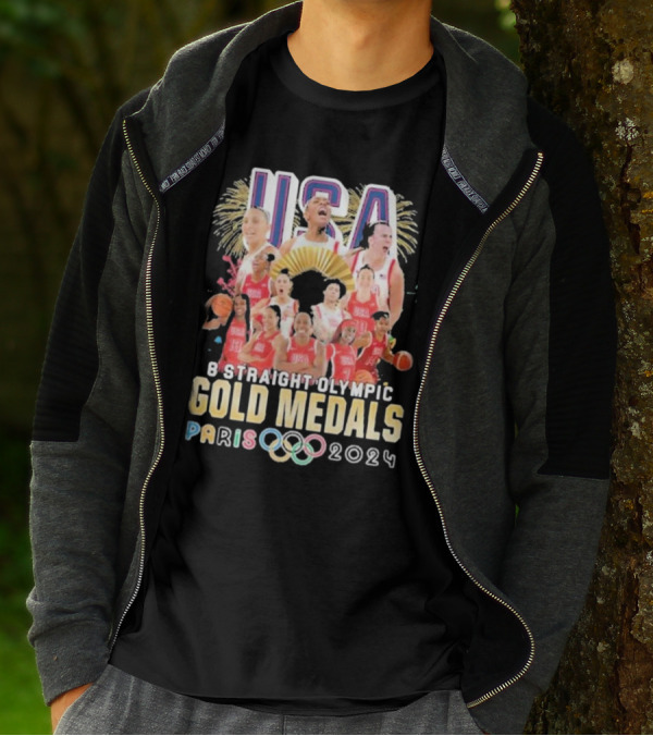 USA Basketball Women Team 8 Straight Olympic Gold Medals Paris T-Shirt