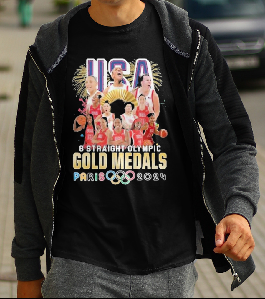 USA Basketball Women Team 8 Straight Olympic Gold Medals Paris T-Shirt
