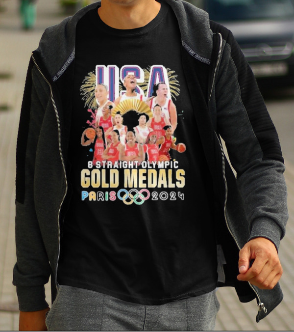 USA Basketball Women Team 8 Straight Olympic Gold Medals Paris T-Shirt