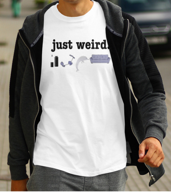 Just Weird Mascara Socks Dolphin Couch Print T-Shirt