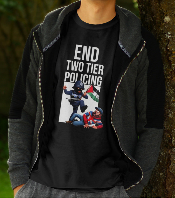 END TWO TIER POLICING British Officer And Palestinian Flag T-Shirt