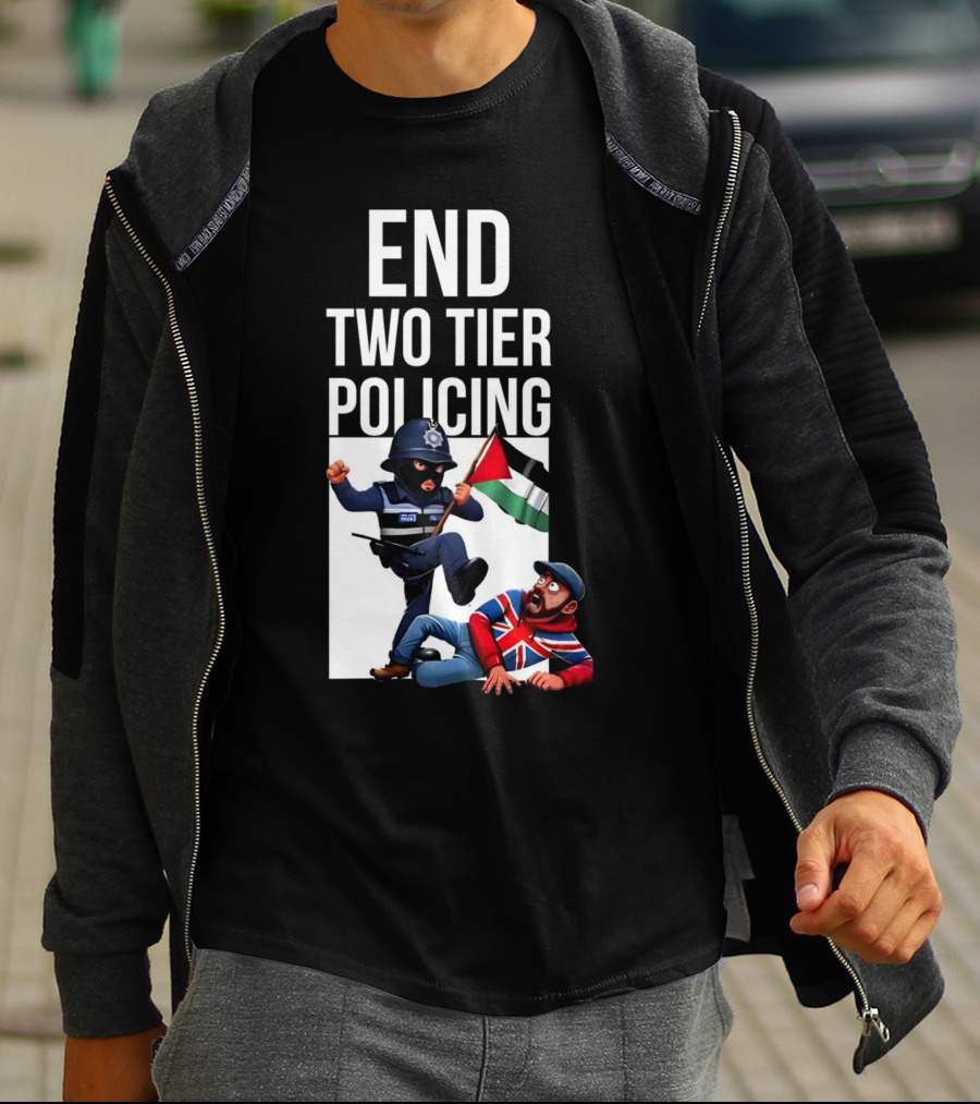 END TWO TIER POLICING British Officer And Palestinian Flag T-Shirt