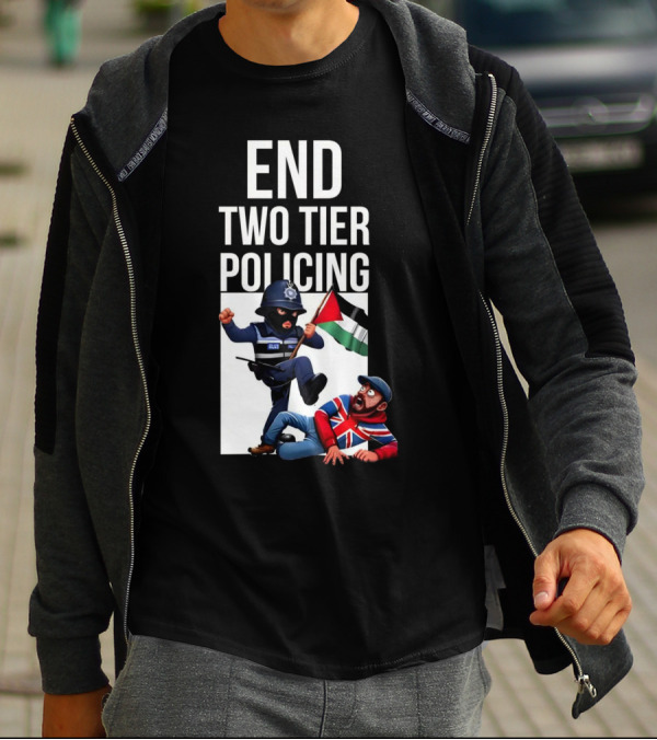 END TWO TIER POLICING British Officer And Palestinian Flag T-Shirt