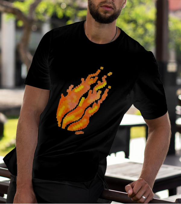 Fire Pixel Flame McLovin Burn Sunset Pixels T-Shirt