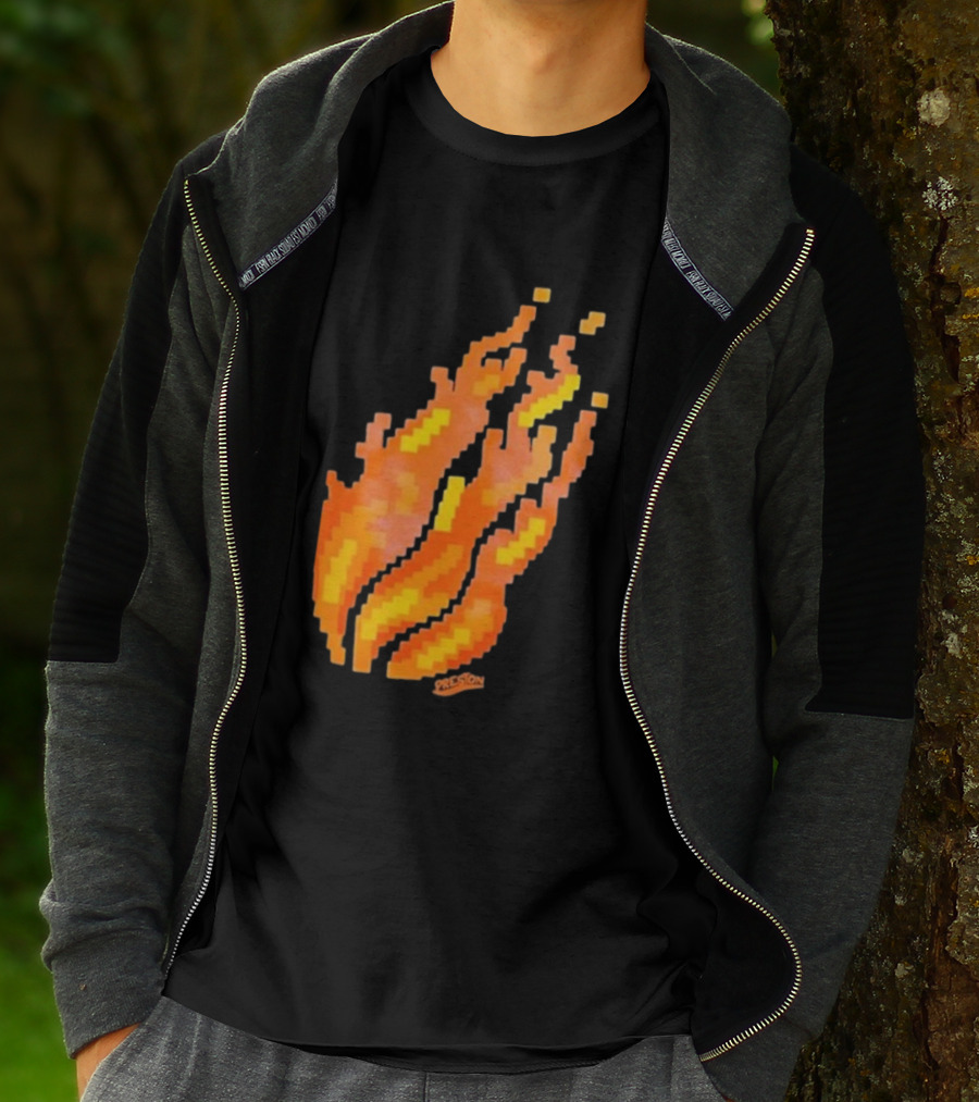 Fire Pixel Flame McLovin Burn Sunset Pixels T-Shirt