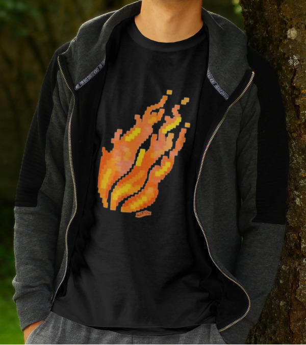 Fire Pixel Flame McLovin Burn Sunset Pixels T-Shirt