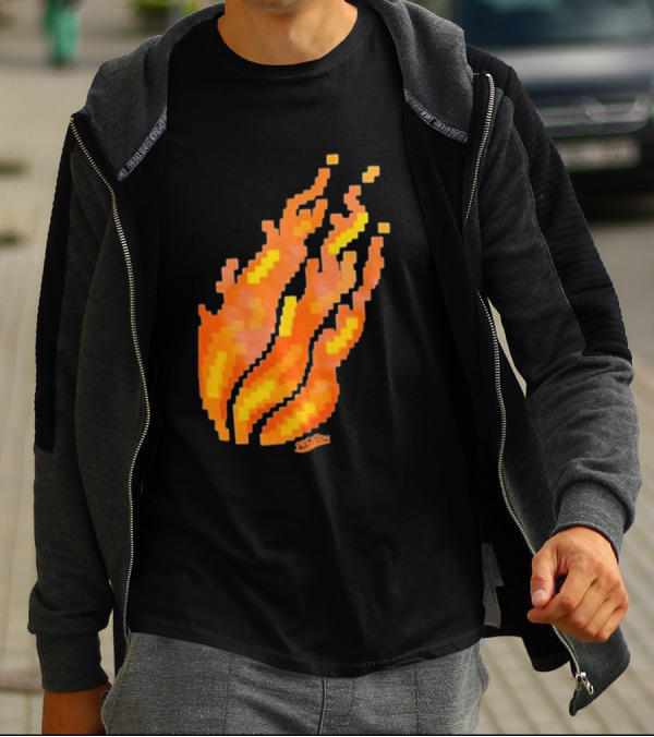 Fire Pixel Flame McLovin Burn Sunset Pixels T-Shirt