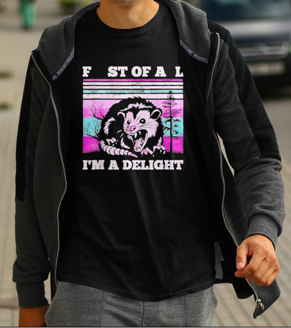 First Of All I’m A Delight Sarcastic Angry Opossum Retro T-Shirt