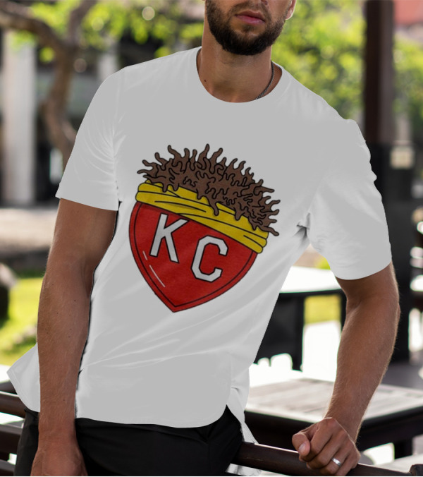 KC Franchise Heart Emblem With Brown Hair And Yellow Band T-Shirt