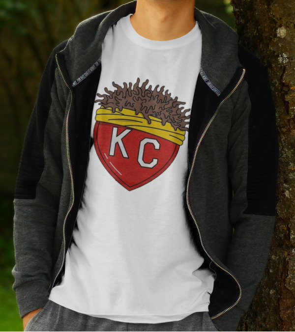 KC Franchise Heart Emblem With Brown Hair And Yellow Band T-Shirt