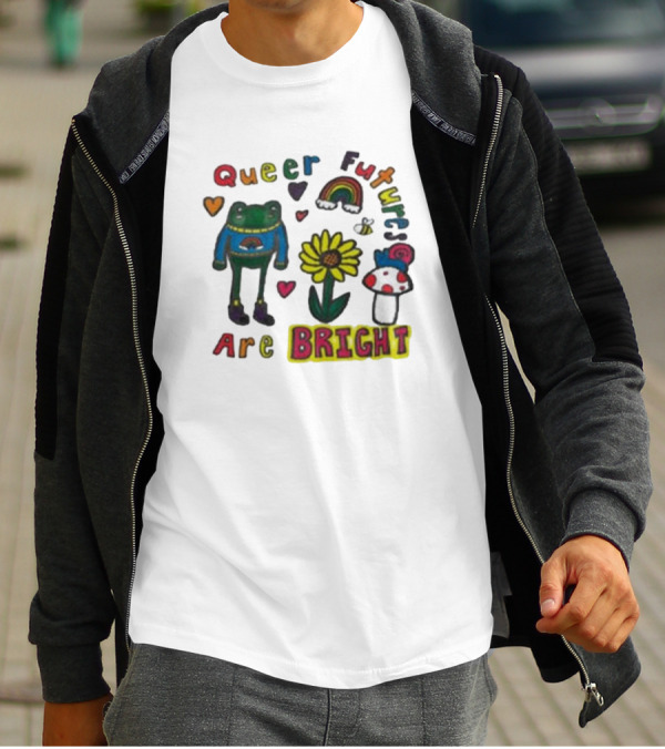 Queer Futures Are Bright Frog Rainbow Sunflower Mood T-Shirt