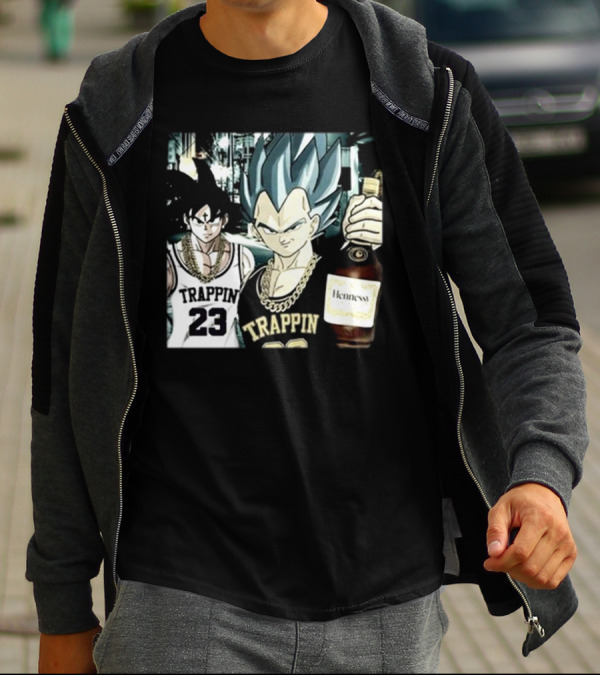 Trappin 23 Goku And Vegeta With Hennessy Bottle T-Shirt