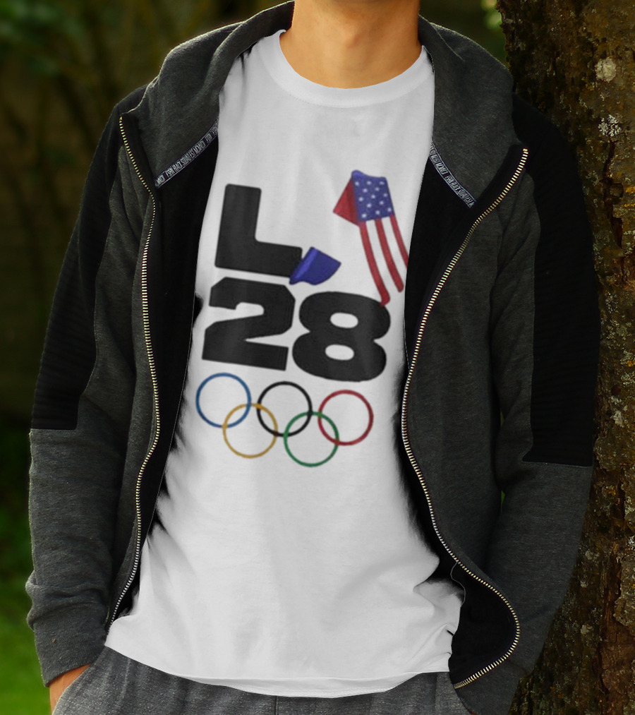 LA 28 Olympics American Flag Rings T-Shirt