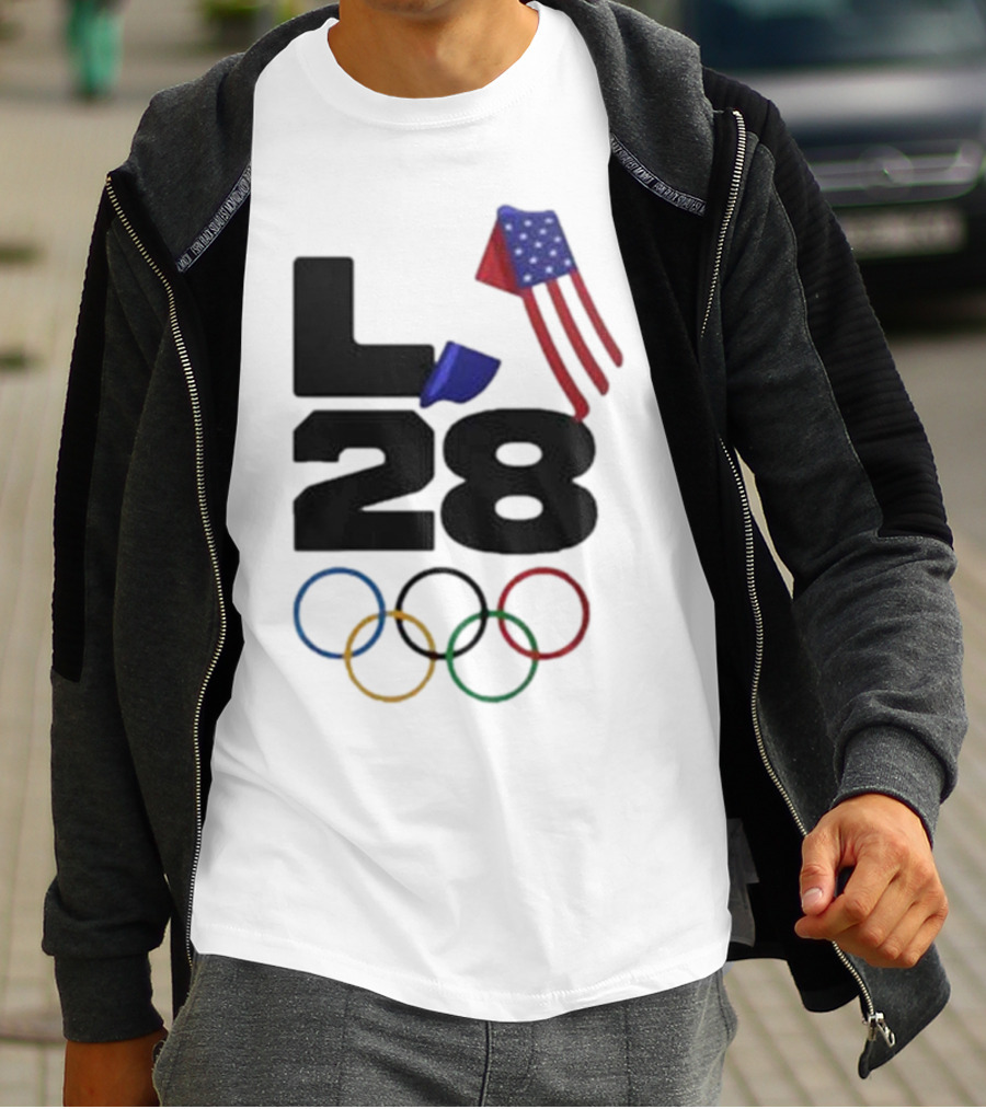 LA 28 Olympics American Flag Rings T-Shirt